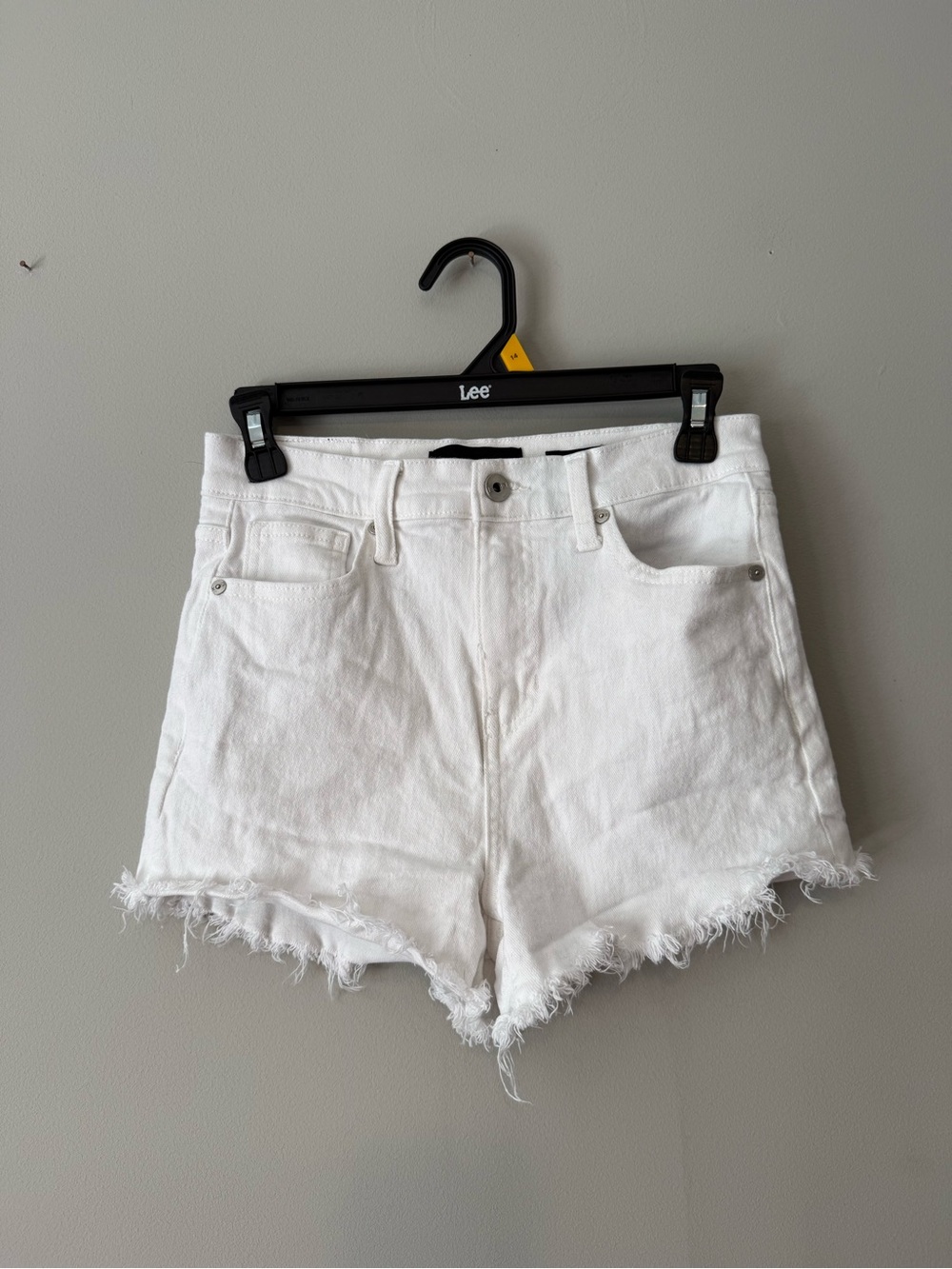 Kendall + Kylie White High-Rise Denim Shorts with Frayed Hem